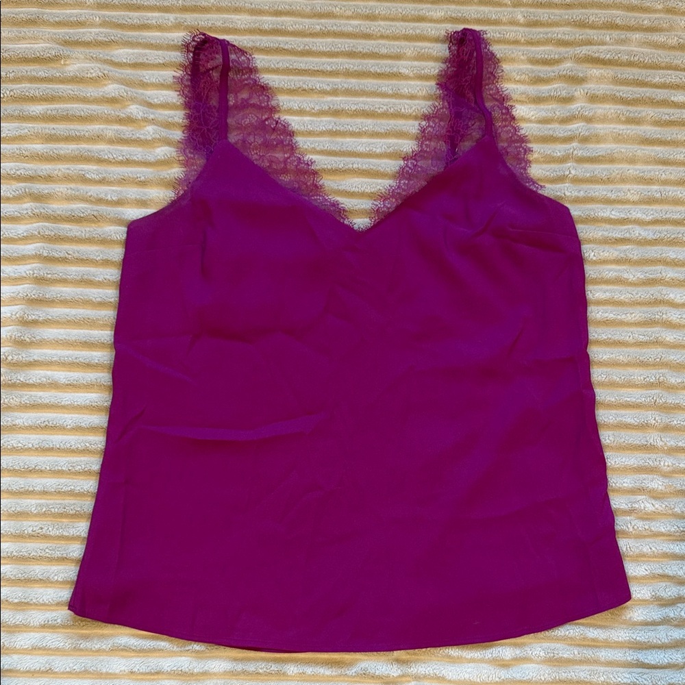 Express Magenta Lace Trim Tank Top